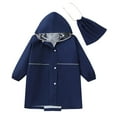 thumbnail image 1 of Xfvqtps Children Kids Baby Girls Raincoat with Hooded and Brim Long Solid Color Zipper and Button Waterproof Outdoor Activities Rain Jackets PVC Rain Poncho Navy, 1 of 9