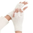 thumbnail image 1 of Xfvqtps Fingerless Gloves for Womens Lace Hollow Out Thumb Hole Medium Length Arm Warmer Knitting Crochet Solid Color Fashion Thermal Warm Winter Mittens White, 1 of 8