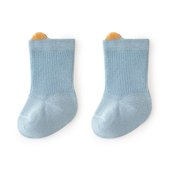 Xfvqtps Infant Toddlers Ankle Socks Cute Ear Solid Color Soft Comfort Warm Winter Cotton Socks for 0-3 Years Blue