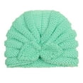 thumbnail image 1 of Xfvqtps Infant Turban Hat Knit Bowknot Solid Color Stretch Comfortable Warm Windproof Coldproof Fall Winter Soft Skull Cap Mint Green, 1 of 3