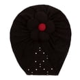thumbnail image 1 of Xfvqtps Infant Turban Hat Knit Flower Cute Kawaii Stretch Comfortable Warm Windproof Coldproof Fall Soft Skull Cap Black, 1 of 4