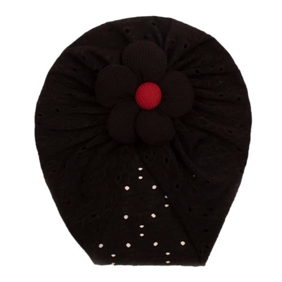 Xfvqtps Infant Turban Hat Knit Flower Cute Kawaii Stretch Comfortable Warm Windproof Coldproof Fall Soft Skull Cap Black