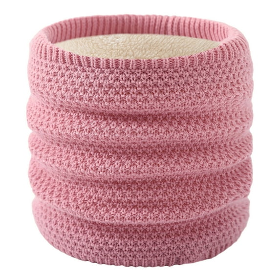 Xfvqtps Loop Scarf for Womens Solid Color Crochet Plush Lining Necks Warmer Thickened Windproof Coldproof Cozy Warm Winter Neck Gaiters Pink