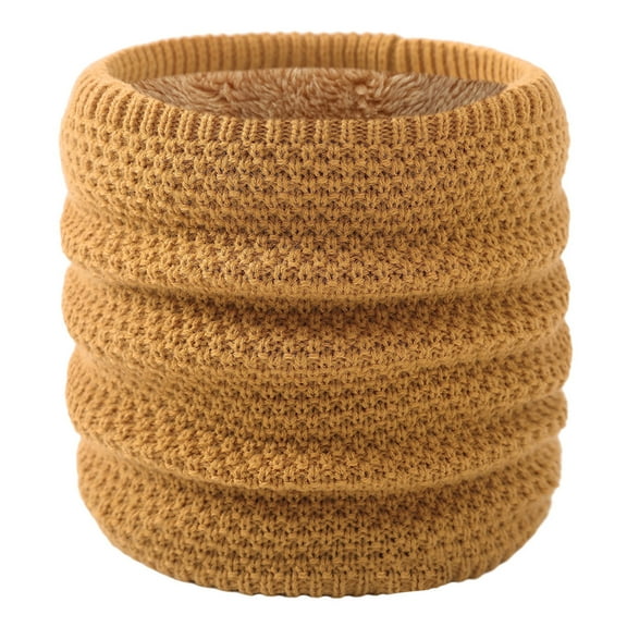 Xfvqtps Loop Scarf for Womens Solid Color Crochet Plush Lining Necks Warmer Thickened Windproof Coldproof Cozy Warm Winter Neck Gaiters Yellow