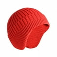 thumbnail image 1 of Xfvqtps Men and Women Skull Cap with Earmuff Knitting Solid Color Thickened Windproof Coldproof Warm Winter Beanie Red, 1 of 5