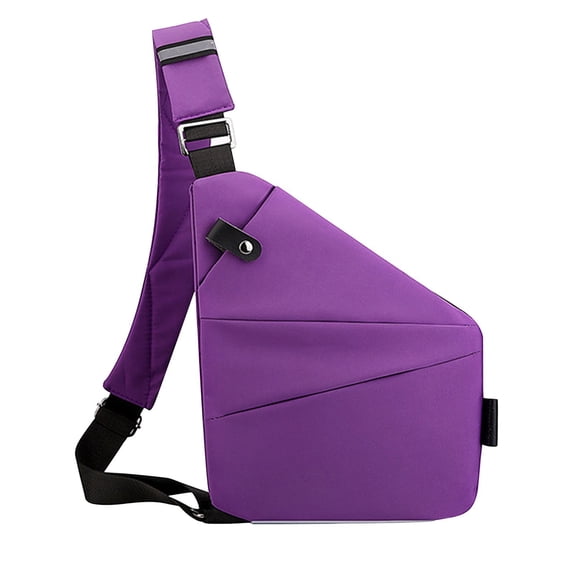 Xfvqtps Mens Chest Bag Adjustable Shoulder Strap Large Capacity Multi Compartment Multi-Purpose Fashion Lightweight Portable Commuting Oxford Cloth Crossbody Bag Violet