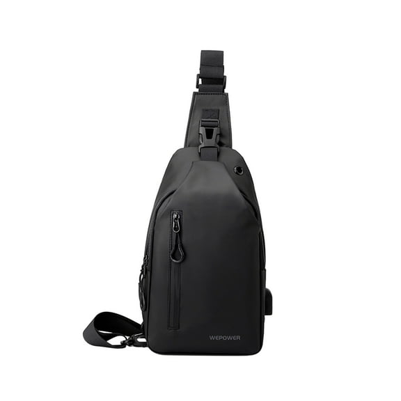 Xfvqtps Mens Chest Bag Adjustable Shoulder Strap Large Capacity Multi Compartment Multi-Purpose Fashion Lightweight Waterproof Portable Commuting Crossbody Bag Black