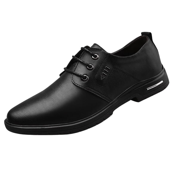 Xfvqtps Mens Dress Shoes British Style Simplicity Pointy Toe Lace up Soft Sole Breathable Comfortable Fashion Classic Formal Business Casual Leather Shoes Black