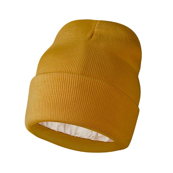 Xfvqtps Mens and Womens Beanie Knit Cuffed Solid Color Simplicity Silk Lining Stretch Windproof Coldproof Warm Outdoor Fall Winter Soft Skull Cap Coffee