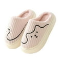 thumbnail image 1 of Xfvqtps Mens and Womens Couple Furry Slippers Plush Lining Cute Line Memory Foam Thick Bottom Soft Sole Comfortable Non-Slip Warm Winter Home Slippers Pink-01, 1 of 7