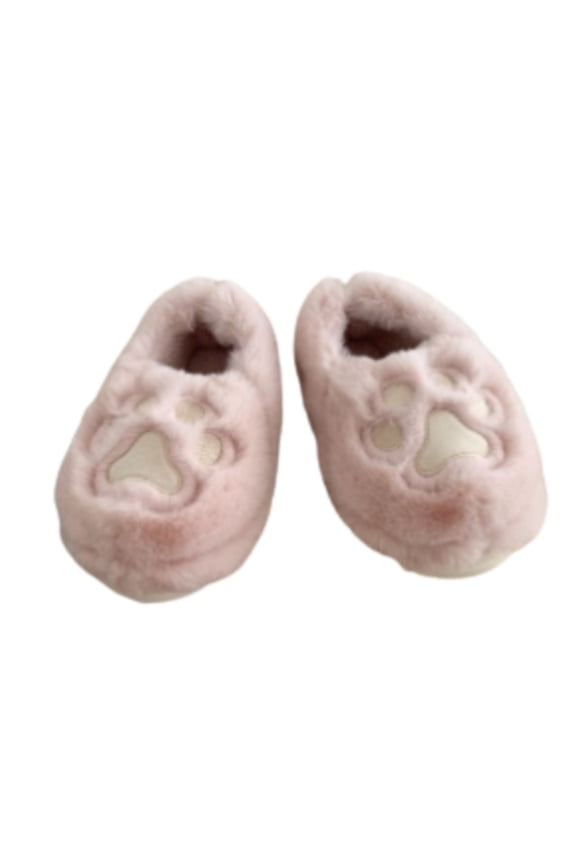 Mens and Womens Furry Shoes Fluffy Plush Cute Cat Claws Cover Heel Memory Foam Thick Bottom Soft Sole Comfortable Non-Slip Warm Winter Home Slippers Pink