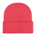 thumbnail image 1 of Xfvqtps Mens and Womens Beanie Knit Cuffed Solid Color Simplicity Fashion Stretch Windproof Coldproof Warm Outdoor Fall Soft Skull Cap Hot Pink, 1 of 3