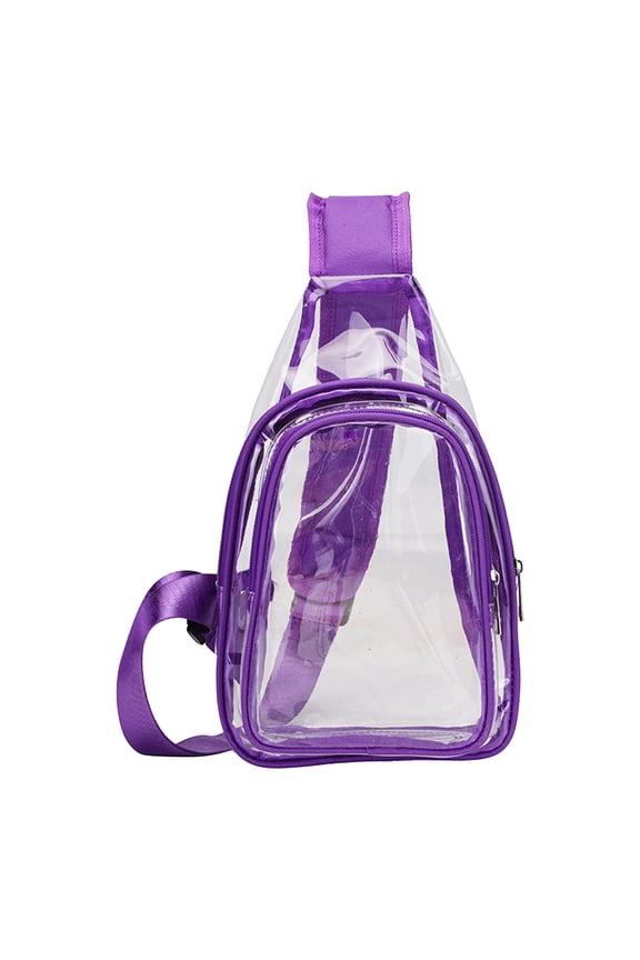 Mens and Womens Chest Bag Transparent Large Capacity Plastic Jelly Swimming Beach PVC Inclined Shoulder Backpack Purple