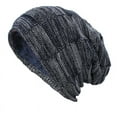 thumbnail image 1 of Xfvqtps Mens and Womens Slouchy Hat Knit Fleece Lining Mixed Colors Thickened Windproof Coldproof Warm Winter Beanie Navy, 1 of 4
