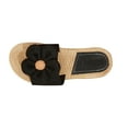 thumbnail image 1 of Xfvqtps New Ladys Slippers Flower Straw Sole Flat Bottomed Open Toe Comfortable Non-Slip Vacation Beach Summer EVA Slippers Black-01, 1 of 8