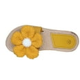 thumbnail image 1 of Xfvqtps New Ladys Slippers Plush Flowers Straw Sole Flat Bottomed Open Toe Comfortable Non-Slip Vacation Beach Summer EVA Slippers Yellow, 1 of 9