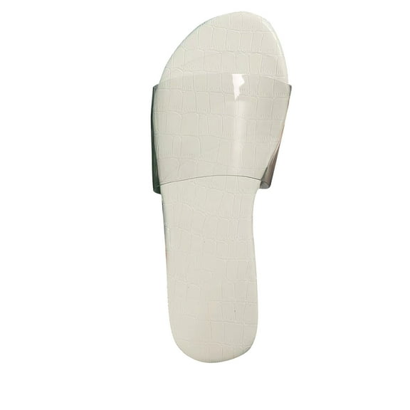 Xfvqtps New Womens Slippers Large Size Simplicity Transparent Strap Flat Bottomed Open Toe Tender Breathable Comfortable Non-Slip Summer Beach Casual Slippers White