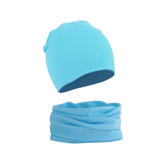 Xfvqtps Toddler 2PCS Beanie Scarf Set Hip Hop Style Solid Color Vintage Stretch Warm Soft Windproof Coldproof Outdoor Fall Winter Skull Cap Neck Scarf Set for 3Months-3Years Sky Blue