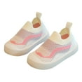 thumbnail image 1 of Xfvqtps Toddler Sneakers Slip On Breathable Non-Slip Lightweight Soft Soled Mesh Walking Shoes Spring New Single Shoes Baby Bow Princess Small Solid Shoes Pink, 1 of 1