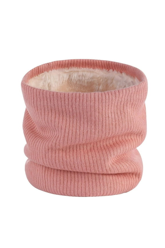Unisex Loop Scarf for Mens and Womens Necks Warmer High Collar Knitting Solid Color Plush Lining Thickened Cozy Windproof Coldproof Warm Winter Neck Gaiters Pink
