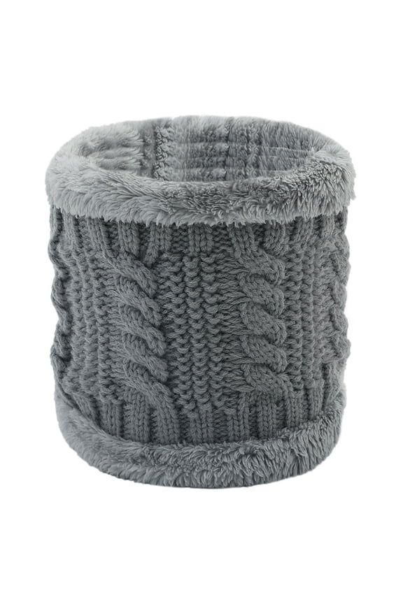 Unisex Loop Scarf for Mens and Womens Necks Warmer Solid Color Crochet Plush Edge Plush Lining Ribbed Pattern Thickened Windproof Coldproof Cozy Warm Winter Neck Gaiters Gray