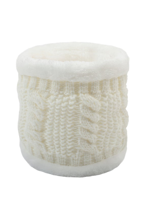 Unisex Loop Scarf for Mens and Womens Necks Warmer Solid Color Crochet Plush Edge Plush Lining Ribbed Pattern Thickened Windproof Coldproof Cozy Warm Winter Neck Gaiters Beige