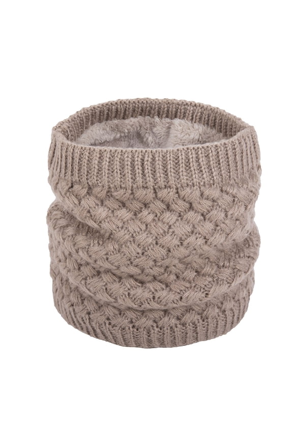 Unisex Loop Scarf for Mens and Womens Weaving Patterns Solid Color Knitting Crochet Plush Lining Necks Warmer Thickened Windproof Coldproof Cozy Warm Winter Neck Gaiters Khaki