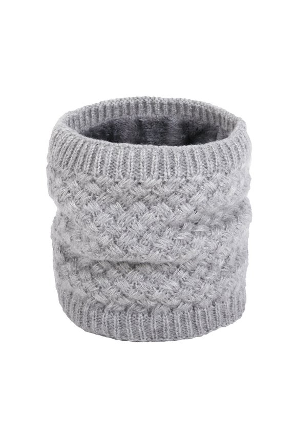 Unisex Loop Scarf for Mens and Womens Weaving Patterns Solid Color Knitting Crochet Plush Lining Necks Warmer Thickened Windproof Coldproof Cozy Warm Winter Neck Gaiters Dark Gray