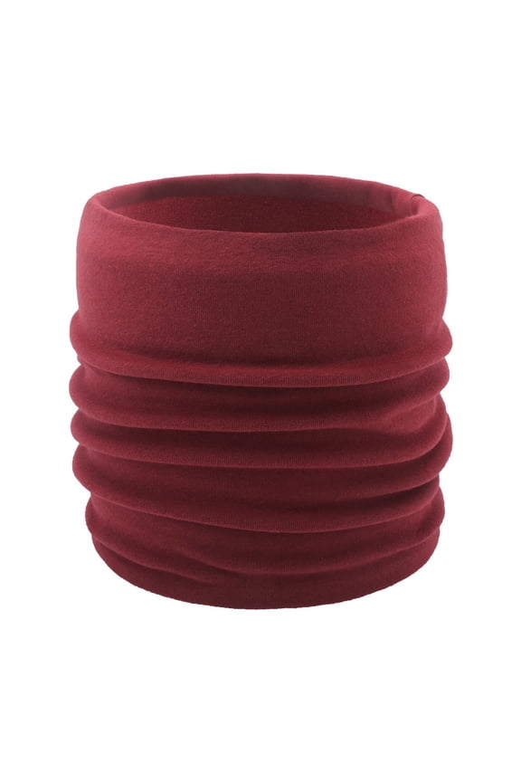 Unisex Loop Scarf for Mens and Womens Necks Warmer Cotton Solid Color Windproof Coldproof Cozy Warm Fall Winter Neck Gaiters Wine