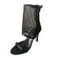 thumbnail image 1 of Xfvqtps Women High Heeled Shoes Large Size Chunky Heeled Rhinestone PU Sandals New Summer Plus-Size Line Sandals With Flash Drill Black, 1 of 8