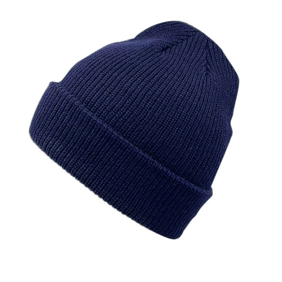 Xfvqtps Womens Beanie Knitting Cuffed Solid Color Simplicity Fashionable Versatile Windproof Coldproof Warm Winter Skull Cap Navy