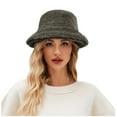 thumbnail image 1 of Xfvqtps Womens Bucket Hat Fluffy Plush Faux Fur Fuzzy Solid Color Simplicity Thick Coldproof Warm Outdoor Fall Winter Fishing Hat Army Green, 1 of 1
