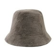 thumbnail image 1 of Xfvqtps Womens Bucket Hats Fluffy Furry Plush Solid Color Simplicity Fashion Versatile Warm Winter Fisherman Hat Khaki, 1 of 6
