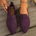 thumbnail image 1 of Xfvqtps Womens Casual Shoes Knit Solid Color Simplicity Soft Sole Pointy Toe Flat Bottom Comfortable Breathable Mesh Walking Shoes Fashion Ventilate Comfy Single Shoes Purple, 1 of 1