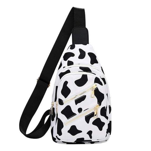 Xfvqtps Womens Chest Bag Fashion Print Multi-Purpose Adjustable Shoulder Strap Lightweight Oxford Cloth Crossbody Bag White