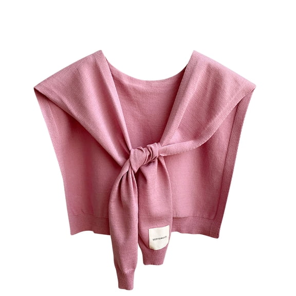 Xfvqtps Womens Fake Collar Knitting Detachable Solid Color Bow Shoulder Decoration Mini Cape Elegant Lightweight Breathable Soft Shawls Hot Pink