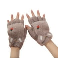 thumbnail image 1 of Xfvqtps Womens Fingerless Gloves with Flip Cover Plush Knitting Cute Embroidery Sweet Windproof Warm for Cold Weather Winter Mittens Khaki, 1 of 3