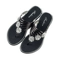 thumbnail image 1 of Xfvqtps Womens Flip Flops Large Size Flower Rhinestone Flat Bottomed Split Toe Lightweight Beach Wedding Summer Sparkly Dressy Casual Shoes Black, 1 of 7