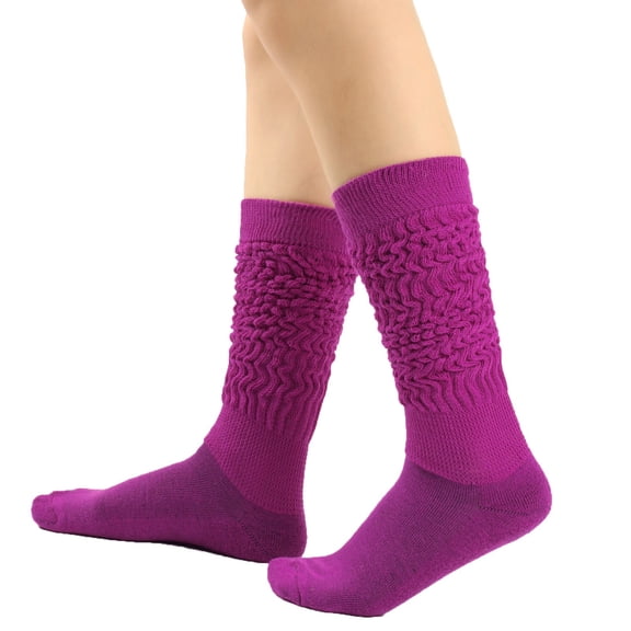 Xfvqtps Womens Knee High Socks Knee High Knit Stacking Solid Color from the 1980s to 1990s Warm Stockings Long Tight Knit Pile Socks Watermelon Red