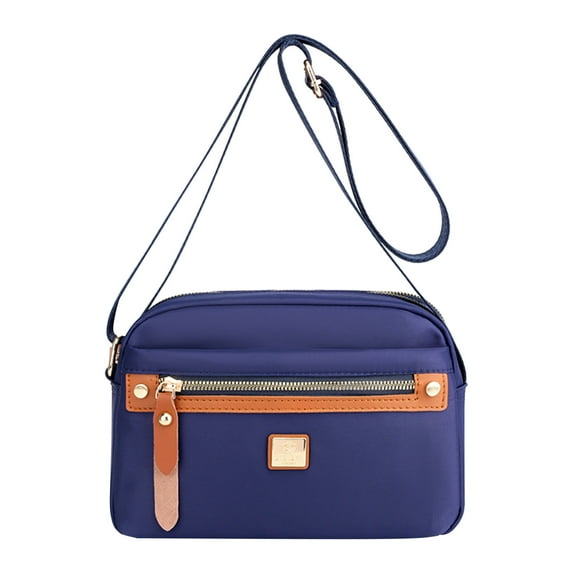 Xfvqtps Womens Messenger Bag Solid Color Simplicity Multi Compartment Adjustable Shoulder Strap Fashion Lightweight Portable Nylon Crossbody Bag Dark Blue