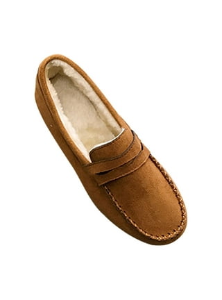 Mens fleece lined moccasin slippers hot sale