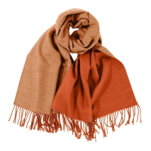 Xfvqtps Womens Scarf Tassels Double-Sided Color Blocking Christmas Gift Elegant Comfortable Thickened Warm Winter Evening Dresses Pashmina Shawls and Wraps Orange