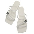 thumbnail image 1 of Xfvqtps Womens Slippers Large Size Simplicity Three Straps Butterfly Rhinestone Bling Shine Flat Bottomed Square Open Toe Breathable Comfortable Non-Slip Summer Casual Slippers White, 1 of 7
