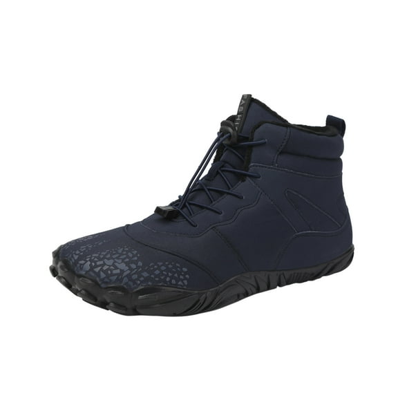 Xfvqtps Womens Sneakers Plush Fleece Line Lace Up High Top Non Slip Waterproof Climbing Oxford Cloth Shoes Fall Winter Snow Warmth Breathability Casual Cotton Couples Shoes Blue