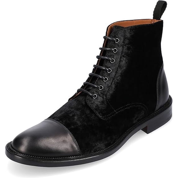 TAFT Jack Boot Handcrafted Leather and Wool Men's Dress Boot (Black Velour, 9)