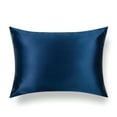 thumbnail image 1 of TAFTS Silk Pillowcase 22 Momme 100% Pure Mulberry Silk Pillowcase for Hair and Skin, Both Sides Grade 6A Long Fiber Natural Silk Pillow Case, Enveloped, Queen, Navy Blue, 1 of 3