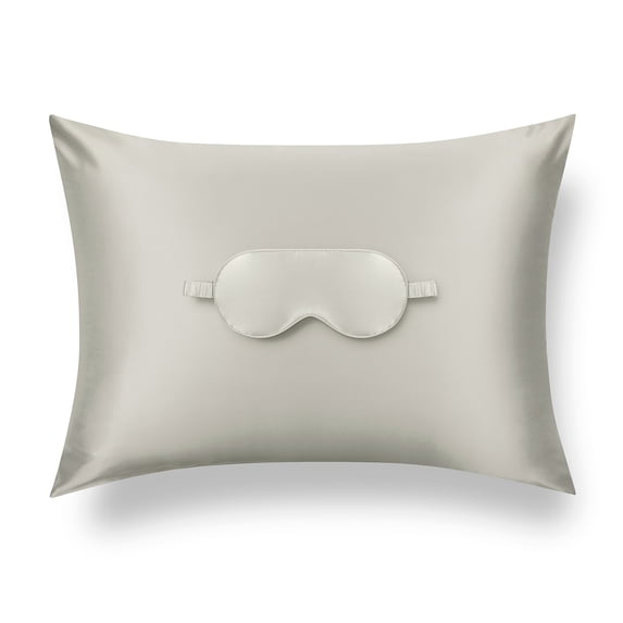 TAFTS Silk Pillowcase 22 Momme 100% Pure Mulberry Silk Pillowcase & Sleep Mask for Hair and Skin, Grade 6A Long Fiber Natural Silk Pillow Case, Concealed Zipper, Queen, Greige