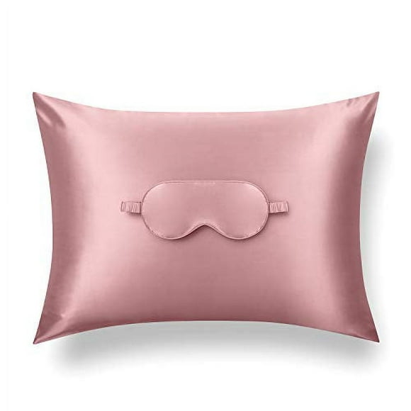 TAFTS Silk Pillowcase 27 Momme 100% Pure Mulberry Silk Pillowcase & Sleep Mask for Hair and Skin, Grade 6A Long Fiber Natural Silk Pillow Case, Concealed Zipper, Queen, Misty Rose Pink