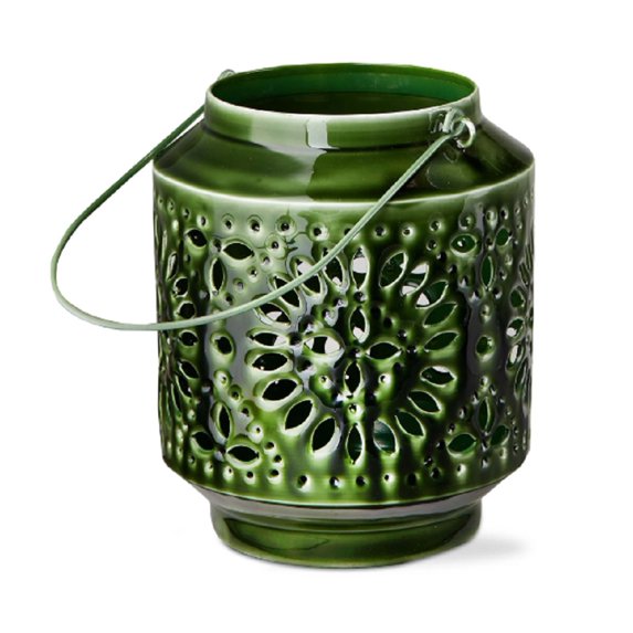 TAG Aura Enamel Lantern Medium, Green Candle Holder (G19809)