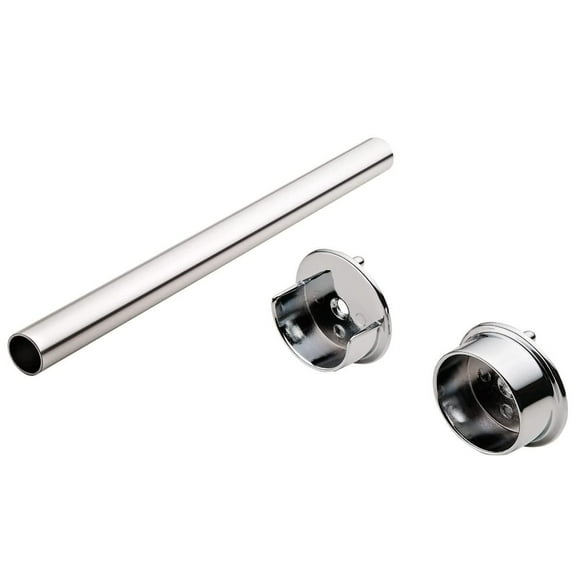 TAG Hardware 1 5/16 Inch Diameter Round Wardrobe Tube Closet Rod with End Supports (POLISHED CHROME, 17 3/4")